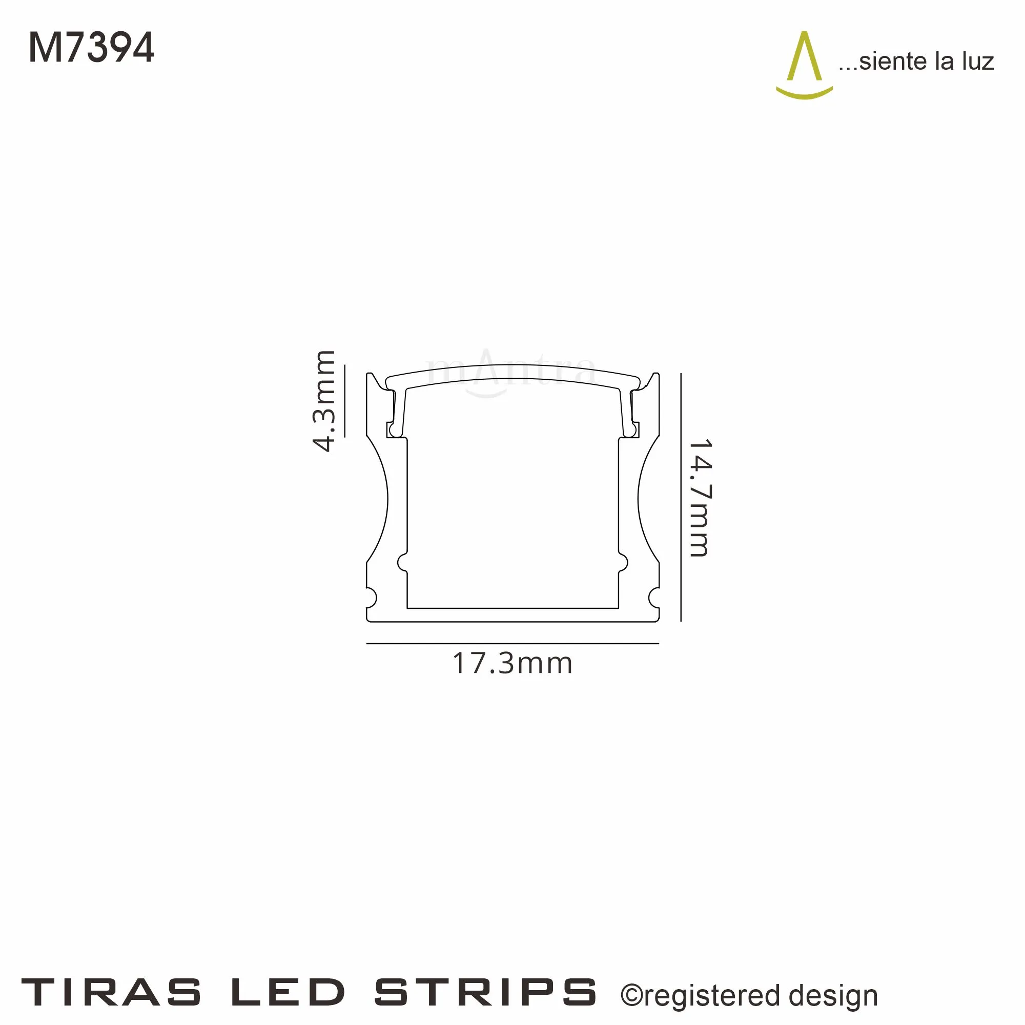 Tiras 2m, 17 x 15.3mm Aluminium Profile With Diffuser And Accessories M7394  Mantra Fusion Tiras LED Profile